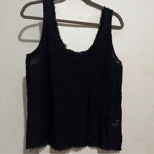 PAIGE Black Boxy Tank Top crochet airy  : Box 0013: